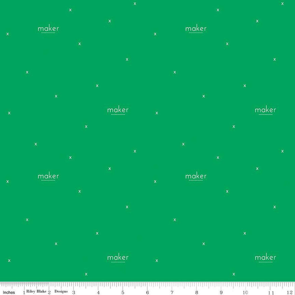 CLEARANCE Make Maker C13424 Green by Riley Blake Designs - Text Xs - Quilting Cotton Fabric