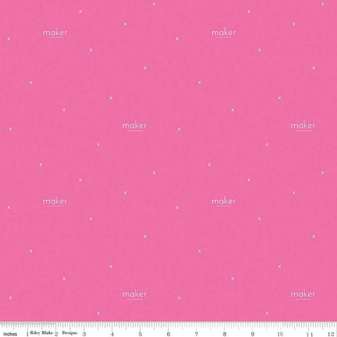 CLEARANCE Make Maker C13424 Hot Pink by Riley Blake Designs - Text Xs - Quilting Cotton Fabric