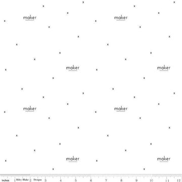 CLEARANCE Make Maker C13424 White - Riley Blake  - Text Xs - Quilting Cotton