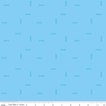 CLEARANCE Make Stitched Up C13425 Aqua - Riley Blake Designs - Dashed Lines Tone-on-Tone - Quilting Cotton Fabric