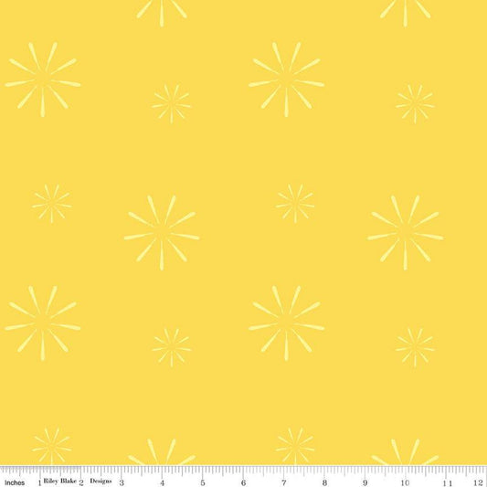 CLEARANCE Make Seam Ripper C13426 Yellow - Riley Blake Designs - Starbursts Tone-on-Tone - Quilting Cotton Fabric