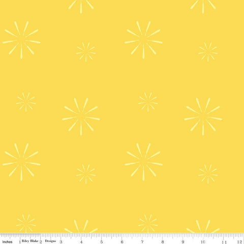 SALE Make Seam Ripper C13426 Yellow by Riley Blake Designs - Starbursts Tone-on-Tone - Quilting Cotton Fabric
