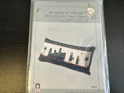 SALE No Room at the Inn MACHINE Embroidery Version Bench Pillow/Table Runner pattern P177 by Bee Sew Inspired - Riley Blake - INSTRUCTIONS