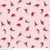 Fat Quarter End of Bolt - Christmas with Scaredy Cat Hats C13533 Pink - Riley Blake Designs - Santa Hats - Quilting Cotton Fabric