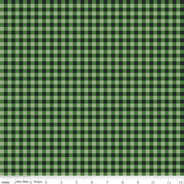 Fat Quarter End of Bolt - The Magic of Christmas Plaid C13646 Green - Riley Blake - 1/4" PRINTED Gingham Checks - Quilting Cotton Fabric