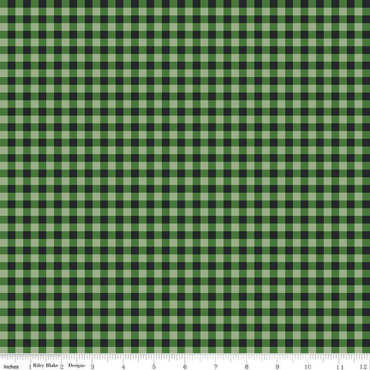 34" End of Bolt - The Magic of Christmas Plaid C13646 Green - Riley Blake - 1/4" PRINTED Gingham Check Checks - Quilting Cotton Fabric