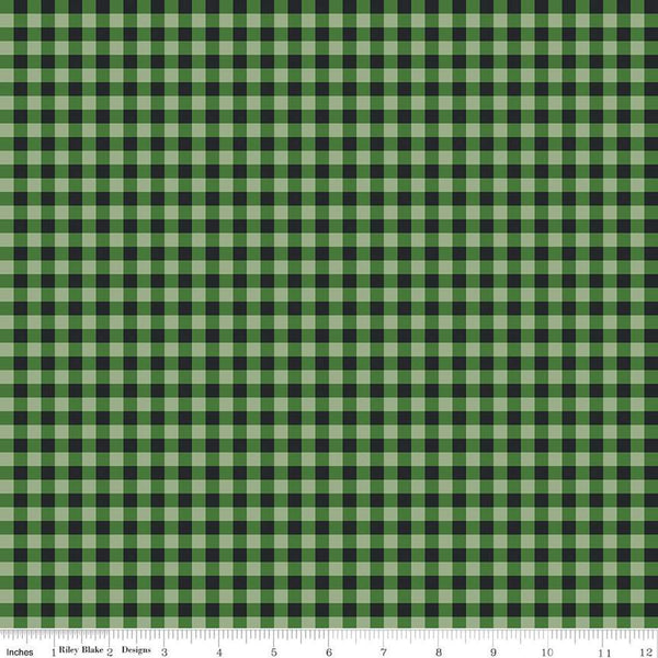 The Magic of Christmas Plaid C13646 Green - Riley Blake Designs - 1/4" PRINTED Gingham Check Checks - Quilting Cotton Fabric