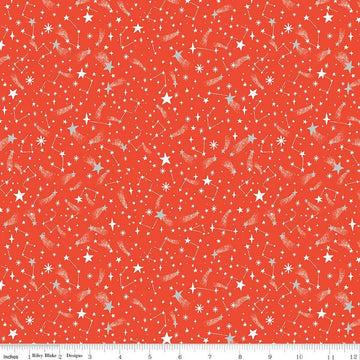 24" End of Bolt - SALE Twas New Fallen Snow SC13466 Red SPARKLE - Riley Blake - Christmas Stars Silver SPARKLE - Quilting Cotton Fabric