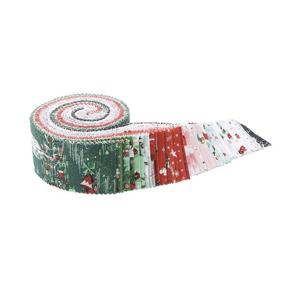 Twas 2.5 Inch Rolie Polie Jelly Roll 40 pieces - Riley Blake Designs - Precut Pre cut Bundle - Christmas Santa - Cotton Fabric