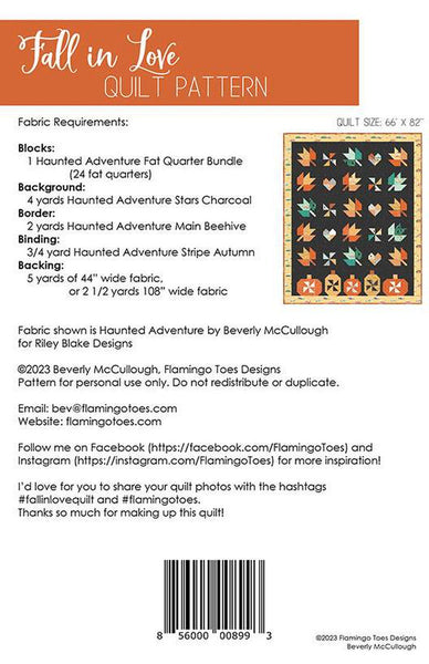 SALE Fall in Love Quilt PATTERN P138 by Beverly McCullough - Riley Blake Designs - INSTRUCTIONS Only - Autumn Halloween