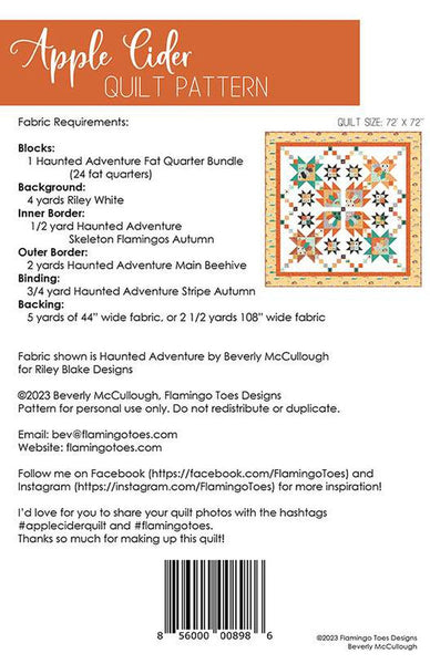 Apple Cider Quilt PATTERN P138 by Beverly McCullough - Riley Blake Designs - INSTRUCTIONS Only - Autumn Halloween