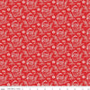 CLEARANCE Peace on Earth Santas C13452 Red - Riley Blake Designs - Christmas Santa Claus Ornaments Leaves - Quilting Cotton Fabric
