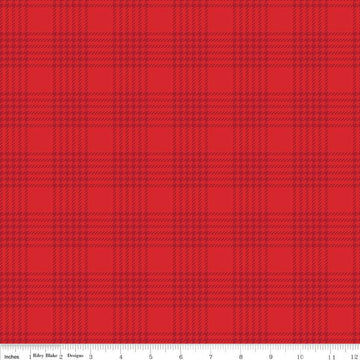 SALE Peace on Earth Plaid C13454 Red - Riley Blake Designs - Christmas Houndstooth Design - Quilting Cotton Fabric