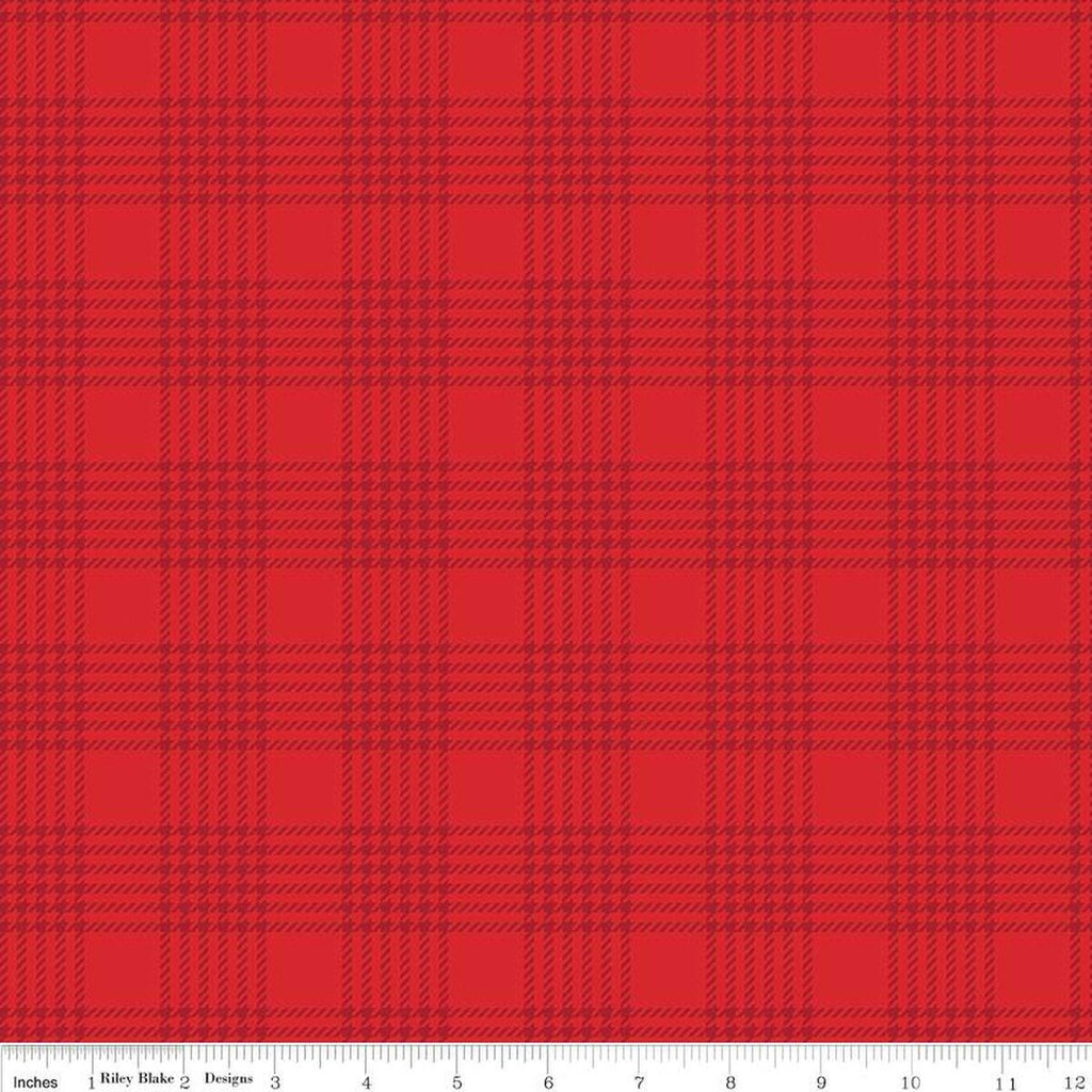 Peace on Earth Plaid C13454 Red - Riley Blake Designs - Christmas Houndstooth Design - Quilting Cotton Fabric