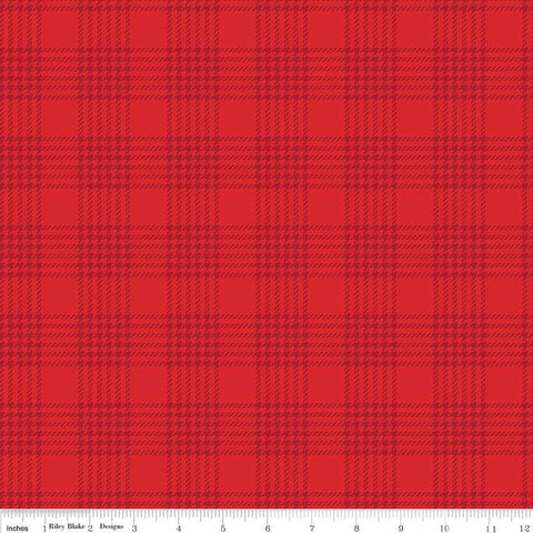 Peace on Earth Plaid C13454 Red - Riley Blake Designs - Christmas Houndstooth Design - Quilting Cotton Fabric