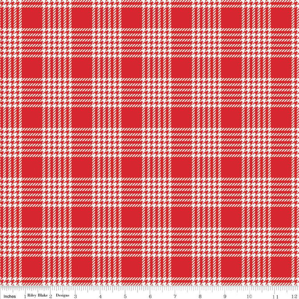 Peace on Earth Plaid C13454 White - Riley Blake Designs - Christmas Houndstooth Design - Quilting Cotton Fabric