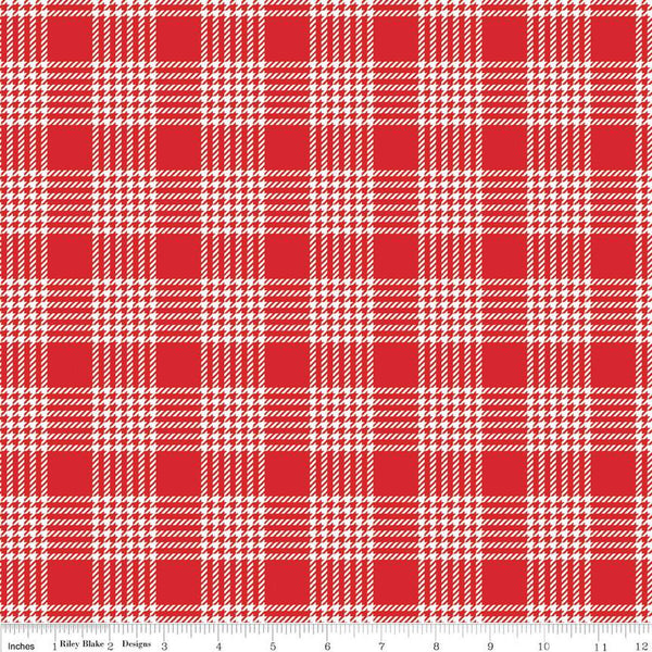 Peace on Earth Plaid C13454 White - Riley Blake Designs - Christmas Houndstooth Design - Quilting Cotton Fabric