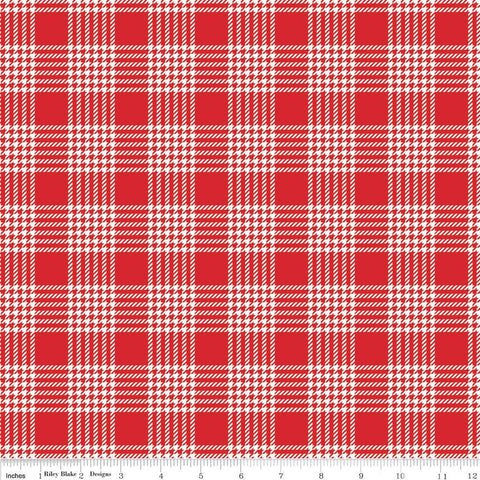 Peace on Earth Plaid C13454 White - Riley Blake Designs - Christmas Houndstooth Design - Quilting Cotton Fabric