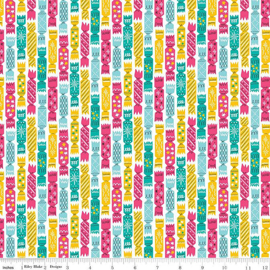 Fat Quarter End of Bolt - CLEARANCE Deck the Halls Crackers A 01666881A - Riley Blake  - Christmas -  Liberty   - Quilting Cotton
