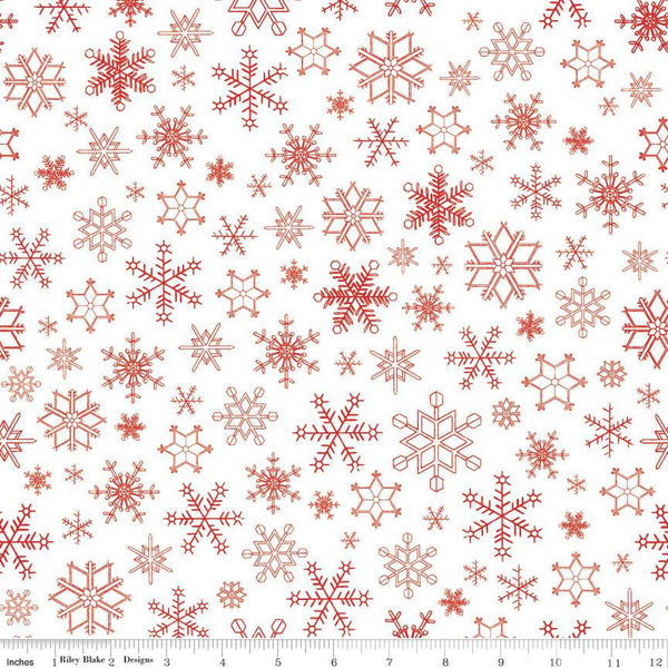 25" End of Bolt - Peace on Earth Snowflakes C13457 White - Riley Blake Designs - Christmas - Quilting Cotton Fabric