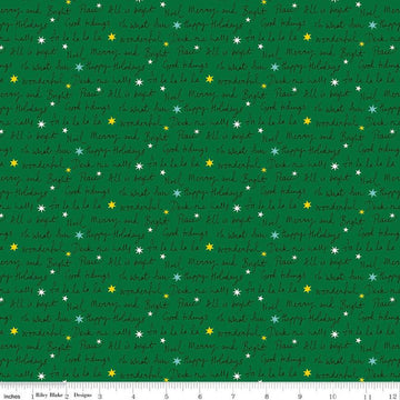 SALE Deck the Halls Well Wishes B 01666883B - Riley Blake Designs - Christmas Text Stars -  Liberty Fabrics  - Quilting Cotton Fabric