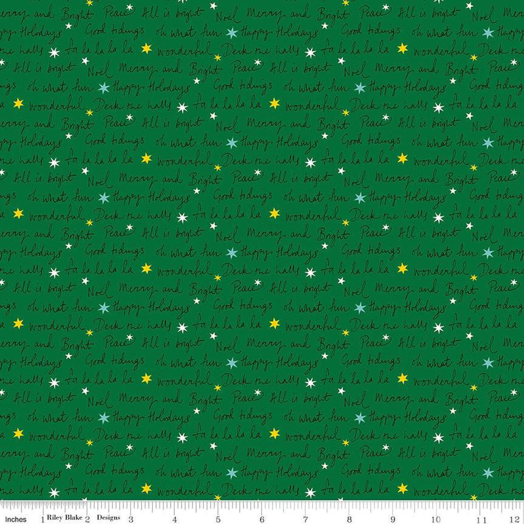 Deck the Halls Well Wishes B 01666883B - Riley Blake Designs - Christmas Text Stars -  Liberty Fabrics  - Quilting Cotton Fabric