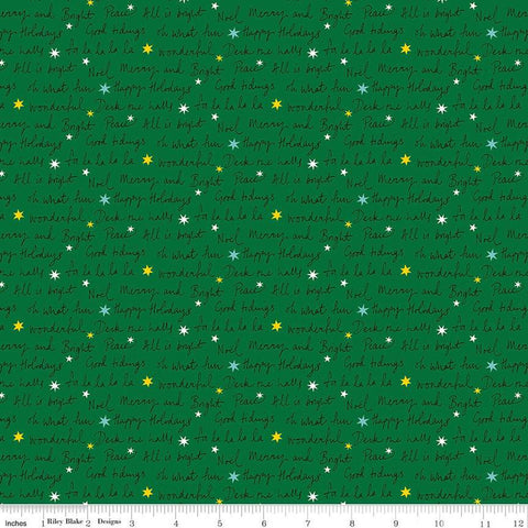 Deck the Halls Well Wishes B 01666883B - Riley Blake Designs - Christmas Text Stars -  Liberty Fabrics  - Quilting Cotton Fabric