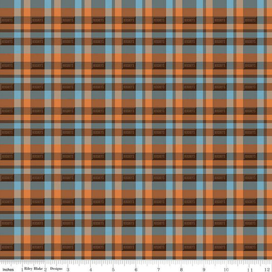 DEAL Camp S'mores Plaid C13624 Orange - Riley Blake - Hershey Hershey's Camping - Quilting Cotton Fabric