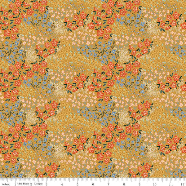 Farmhouse Summer Floral C13632 Gold by Riley Blake Designs - Flower Flowers - Quilting Cotton Fabric