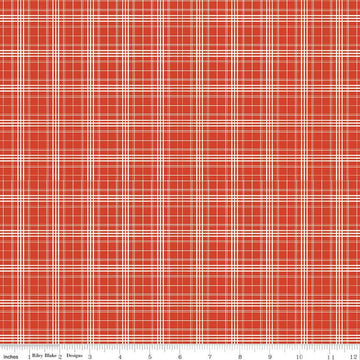 SALE Farmhouse Summer Plaid C13634 Red - Riley Blake Designs - Off White Lines - Quilting Cotton Fabric
