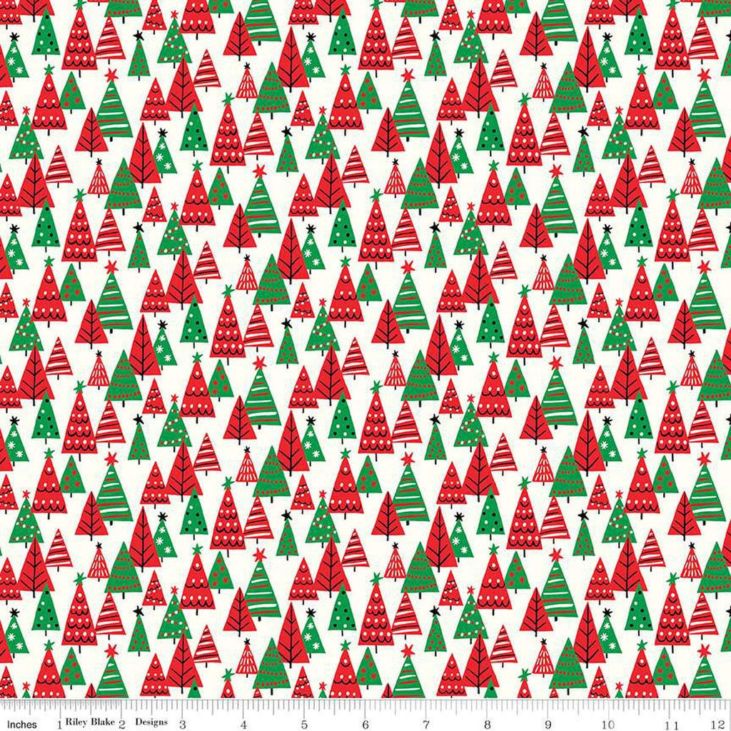 Deck the Halls Happy Forest C 01666884C - Riley Blake Designs - Christmas Trees -  Liberty Fabrics  - Quilting Cotton Fabric