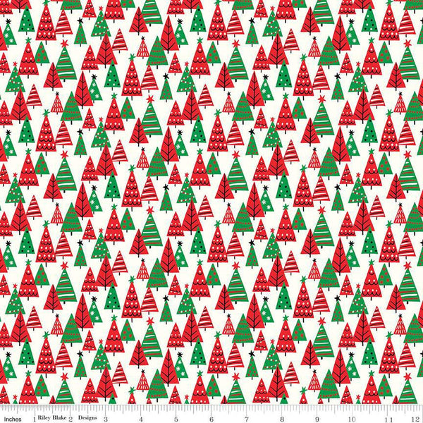 29" End of Bolt - Deck the Halls Happy Forest C 01666884C - Riley Blake - Christmas Trees -  Liberty Fabrics  - Quilting Cotton Fabric