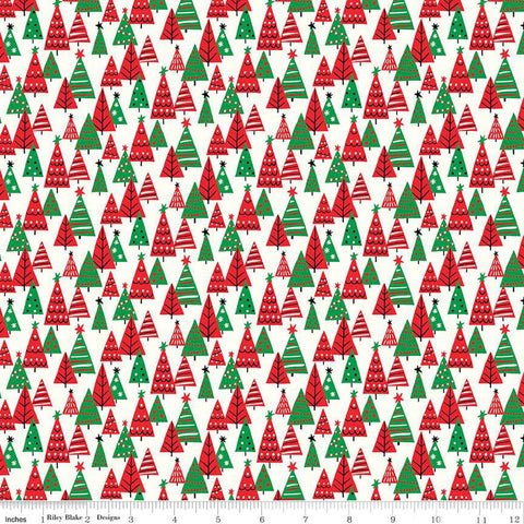 Deck the Halls Happy Forest C 01666884C - Riley Blake Designs - Christmas Trees -  Liberty Fabrics  - Quilting Cotton Fabric