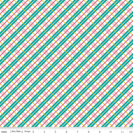 Deck the Halls In Check A 01666886A - Riley Blake Designs - Christmas Diagonal Plaid -  Liberty Fabrics  - Quilting Cotton Fabric