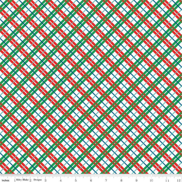 Fat Quarter End of Bolt - SALE Deck the Halls In Check B 01666886B - Riley Blake - Diagonal -  Liberty Fabrics  - Quilting Cotton Fabric