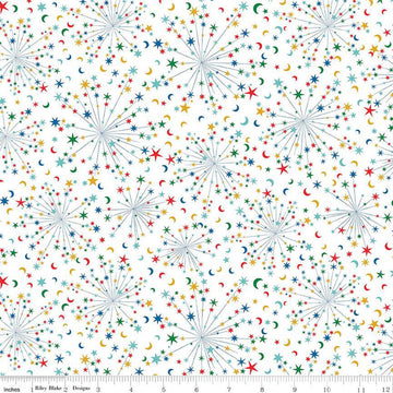 SALE Deck the Halls Helen's Stars B 01666887B - Riley Blake Designs - Christmas Star Starbursts -  Liberty Fabrics  - Quilting Cotton Fabric