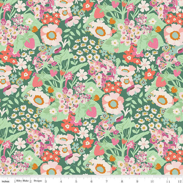 SALE In the Afterglow Main C13370 Forest by Riley Blake Designs - Floral Flowers - Quilting Cotton Fabric