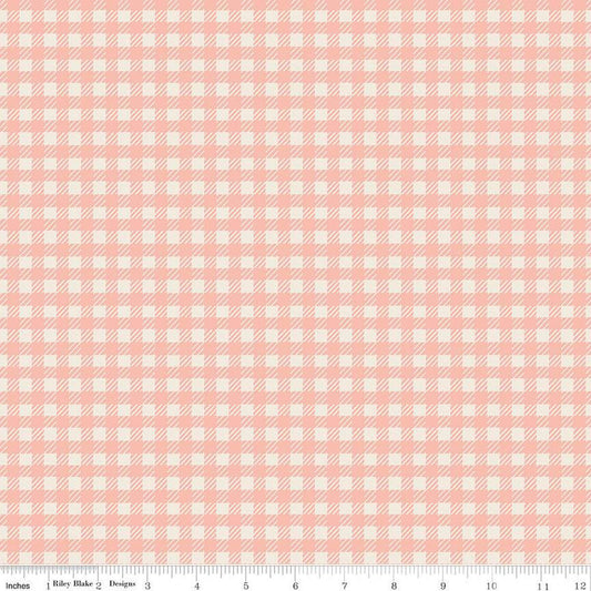 SALE In the Afterglow PRINTED Gingham C13373 Apricot - Riley Blake Designs - 1/4" Cream/Apricot Check Checks- Quilting Cotton Fabric