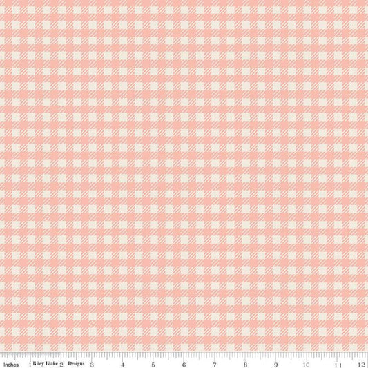 9" End of Bolt - In the Afterglow PRINTED Gingham C13373 Apricot - Riley Blake Designs - 1/4" Cream/Apricot Checks- Quilting Cotton Fabric