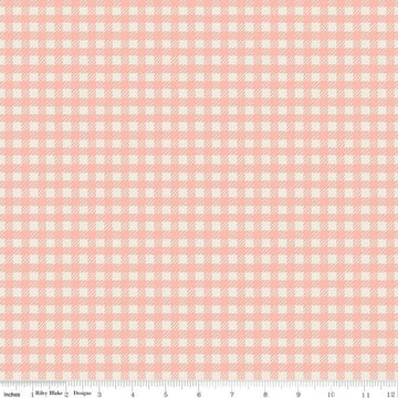 9" End of Bolt - In the Afterglow PRINTED Gingham C13373 Apricot - Riley Blake Designs - 1/4" Cream/Apricot Checks- Quilting Cotton Fabric