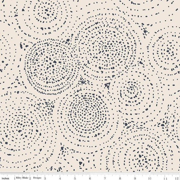 SALE In the Afterglow Spiral C13374 Cream by Riley Blake Designs - Concentric Circles Dots - Quilting Cotton Fabric