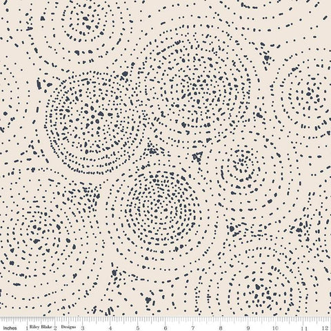 In the Afterglow Spiral C13374 Cream by Riley Blake Designs - Concentric Circles Dots - Quilting Cotton Fabric