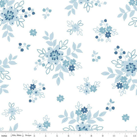 3 yard cut- Simply Country Floral WIDE BACK WB13418 White - Riley Blake Designs - 107/108" Wide Floral Flowers - Quilting Cotton Fabric