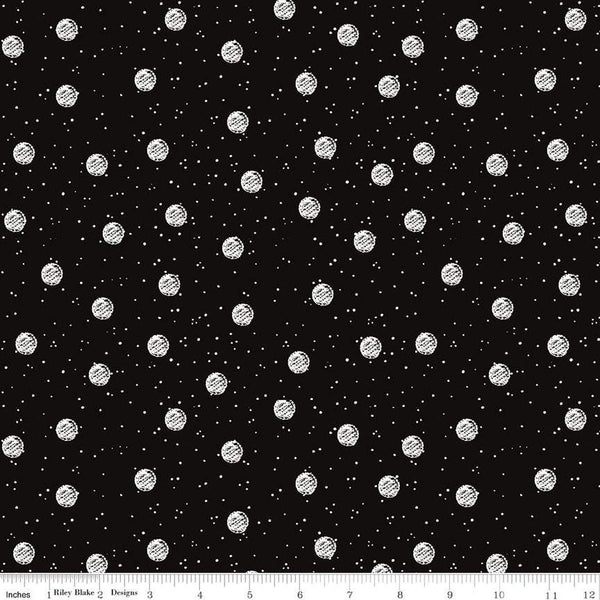 White as Snow Snowball Toss C13559 Black - Riley Blake Designs - Christmas White Dots Circles - Quilting Cotton Fabric