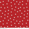 17" End of Bolt - White as Snow Snowball Toss C13559 Red - Riley Blake Designs - Christmas White Dots Circles - Quilting Cotton Fabric