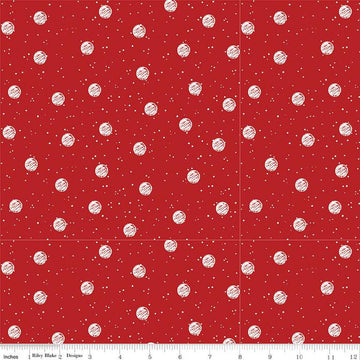17" End of Bolt - White as Snow Snowball Toss C13559 Red - Riley Blake Designs - Christmas White Dots Circles - Quilting Cotton Fabric