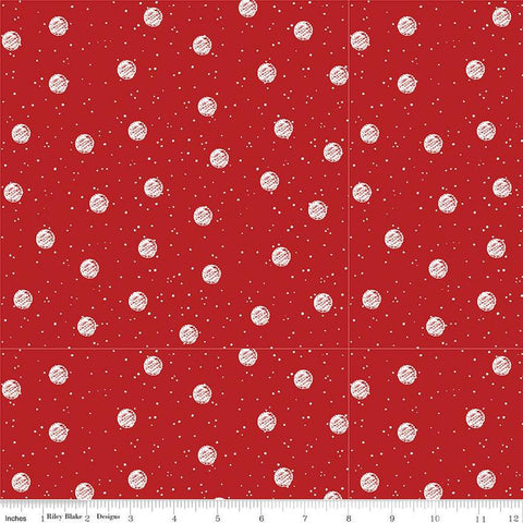 White as Snow Snowball Toss C13559 Red - Riley Blake Designs - Christmas White Dots Circles - Quilting Cotton Fabric