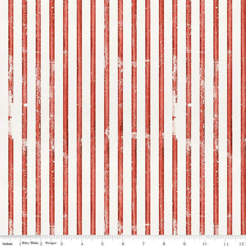 White as Snow Scarf Stripe C13560 Red- Riley Blake Designs - Christmas Red/White Stripes Striped - Quilting Cotton Fabric
