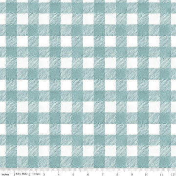 SALE White as Snow Buffalo Plaid C13562 Blue - Riley Blake Designs - Christmas Blue/White 3/4" Check - Quilting Cotton Fabric