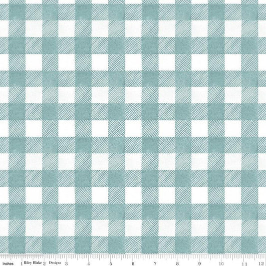 SALE White as Snow Buffalo Plaid C13562 Blue - Riley Blake Designs - Christmas Blue/White 3/4" Check - Quilting Cotton Fabric